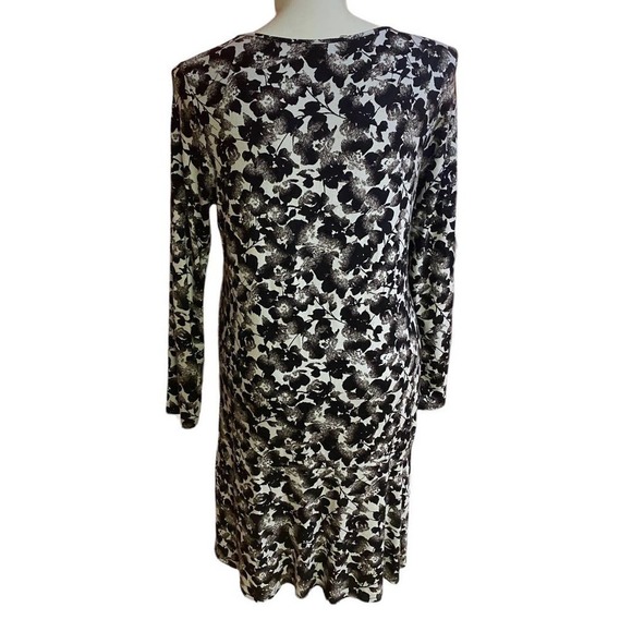 J Jill Wearever Collection Black White Floral Jersey Dress Size L - Picture 5 of 9